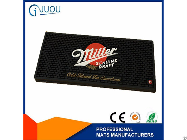 Promotional Embossing Advertsing Logo Eco Friendly Soft Pvc Rubber Bar Mat