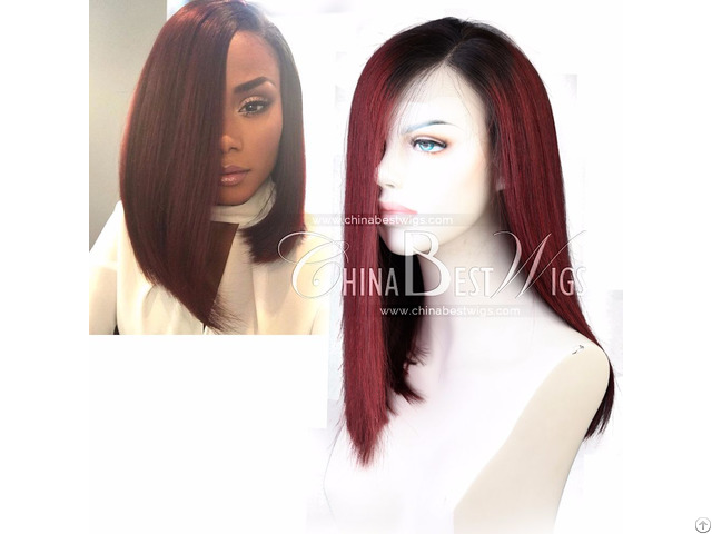 Ombre Red Virgin Human Hair Wigs