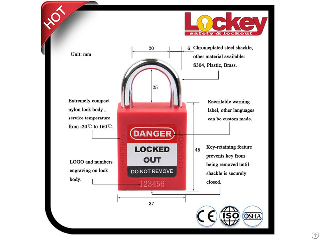 Short Mini Steel Shackle Thermoplastic Safety Padlock