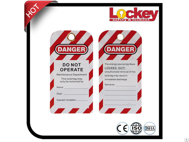 Safety Pvc Warning Tags Lockout Tagout Tag