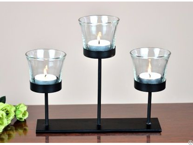 Home Decoration Candle Stick With Three Glass Cup