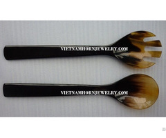 Buffalo Horn Salad Server Spoon And Fork