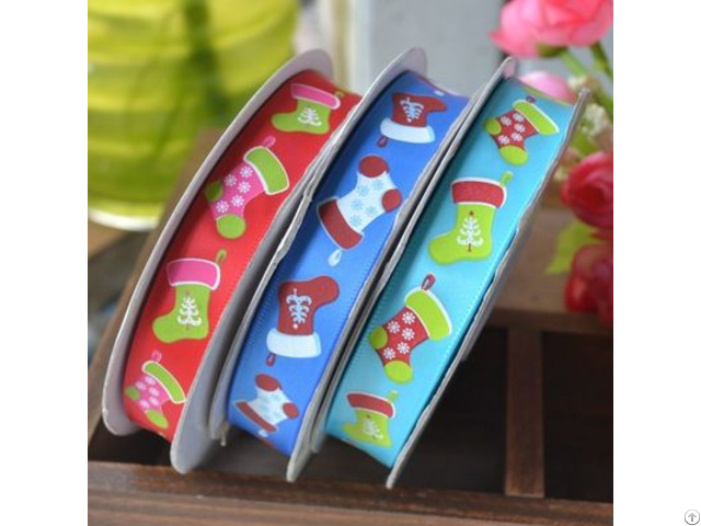 Wholesale Silk Screen Printed Merry Christmas Gift Decorative Ribbon