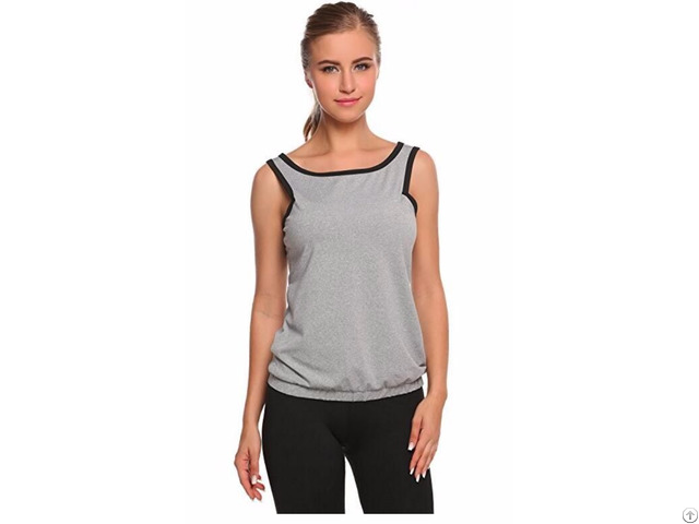 Womens Round Neck Cropped Racerback Tank Tops Running Vest