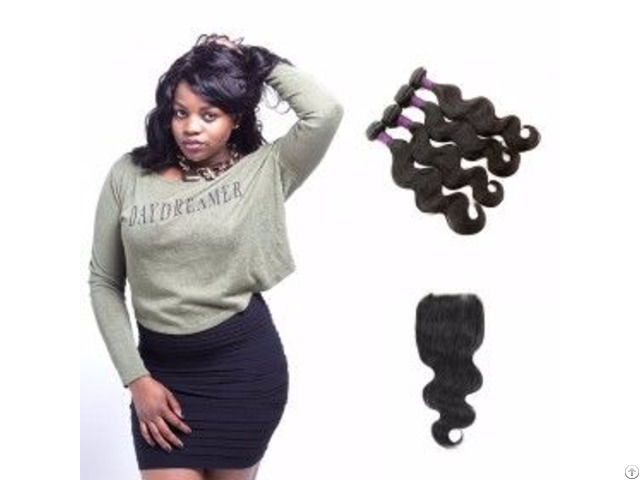 Brazilian Body Wave Hair Weave With Lace Closure 3 Bundles