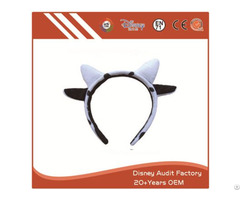 Plush Cow Ears Headband Embroidered