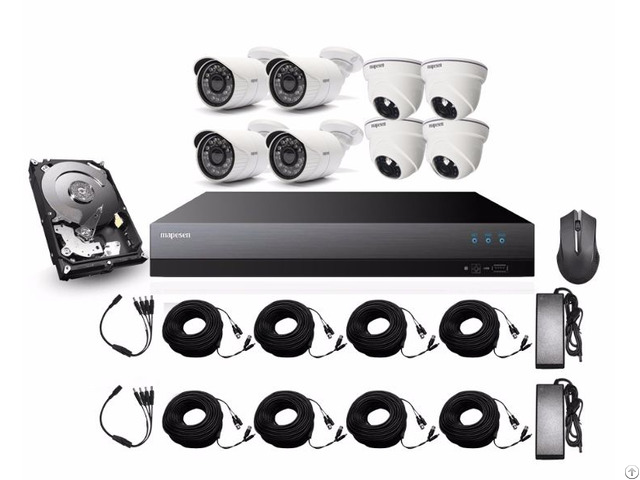 Mapesen 8ch 1080p 2 0mp Outdoor And Indoor Camera With Xvr Diy Kit