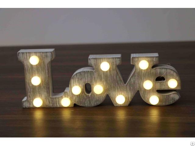 Customized Decoration Wooden Alphabet Letter Love Type Led Lights