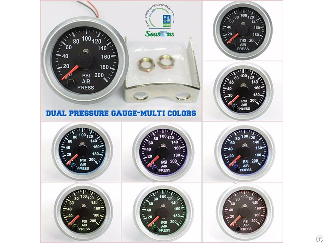 52mm Dual Needle Air Pressure Gauge Multi Colors