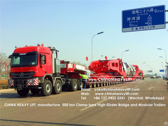 Chinaheavylift 450 Ton High Girder Bridge And Goldhofer Thpsl Modular Trailer