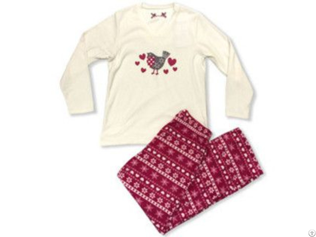 Ladies Printed Fairisle Microfleece Pajama Set Ls 2027