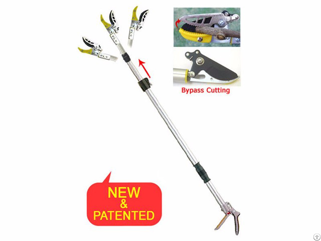 Telescopic Length Long Reach Pruner With Adjustable Angle Head