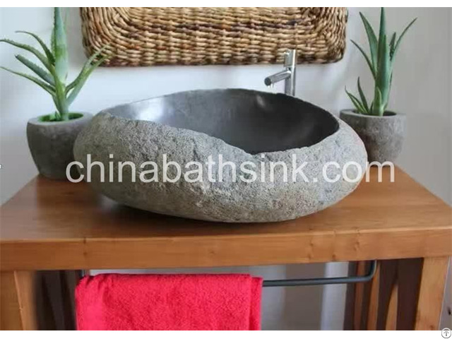 Natural River Stone Bathroom Sinks