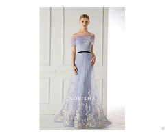 Strapless Colored Beaded Lace Applique A Line Satin And Tulle