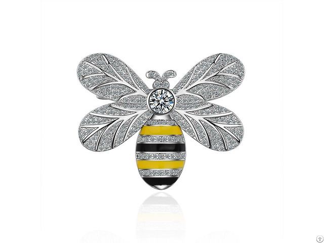 High Quality Luxury Fancy Metal Pin Bee Shaped Brooch With Diamond