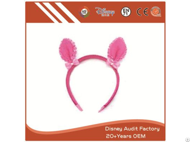 Plush Pink Deer Ears Headband Printing Pattern