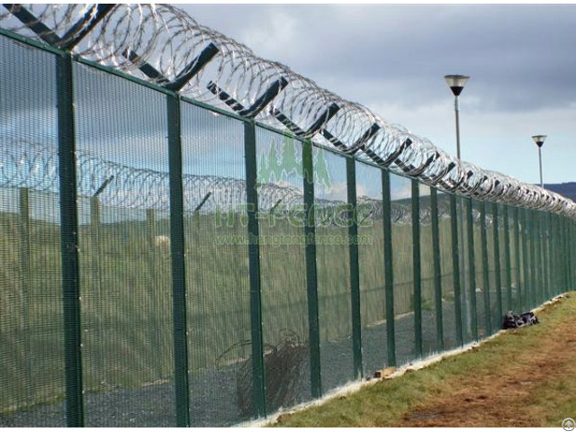 High Security Fence With Razor And Barbed Wire