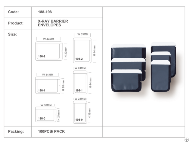 Disposable X Ray Barrier Envelopes