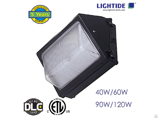 Dlc Qualified Semi Cut Off Led Wall Pack Lights Polycarbonate Refractor