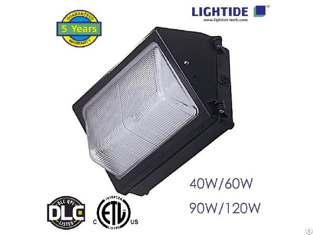 Lightide Dimming 1 10vdc 60w Led Wall Pack Lights 100 2770vac Glass Refractor 5 Years Warranty