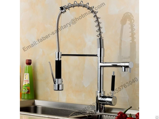 Chrome Bathroom Pull Out Square Basin Faucet