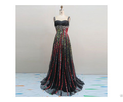 Beaded Spaghettl Straps Stain Maxi Dress