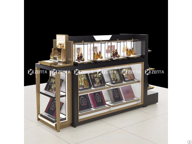 Four Sides Wooden Cosmetic Display Cabinet Branded Perfume Store Furniture