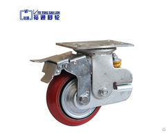 Single Spring Pu Korean Shock Absorbing Caster With Brake