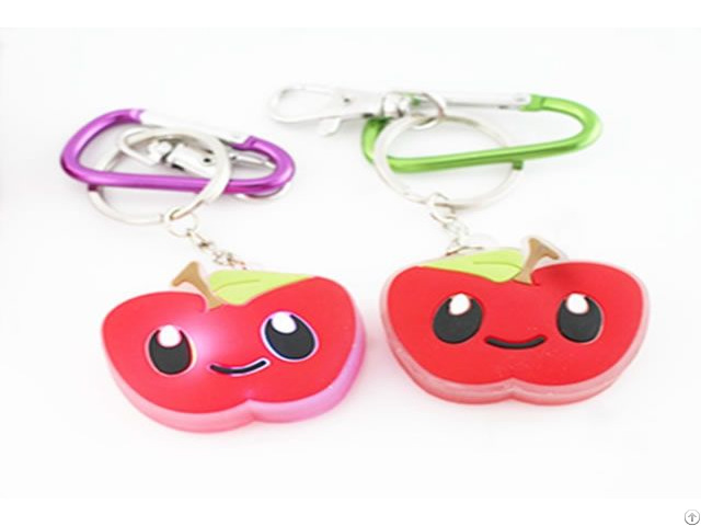 Pvc Red Apple Keychain With Smile Promotion Gifts