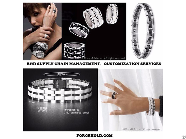 Black And White Porcelain Luxury Ring Bracelet Design