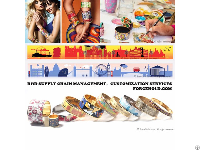 Customized Patterns Stainless Steel Enamel Bangles Jewelry Sets