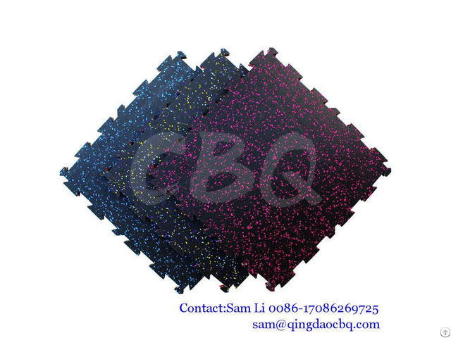 Cbq Ik03 Interlocking Gym Rubber Flooring Colorful Epdm Flecks Tiles