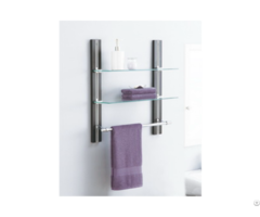 Two Tier Glass Shelf With Towel Bar