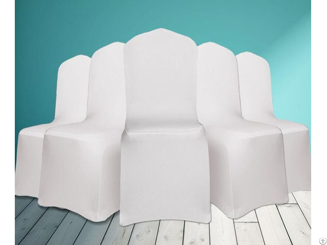 Universal Polyester Spandex Wedding Chair Covers Arched Front White