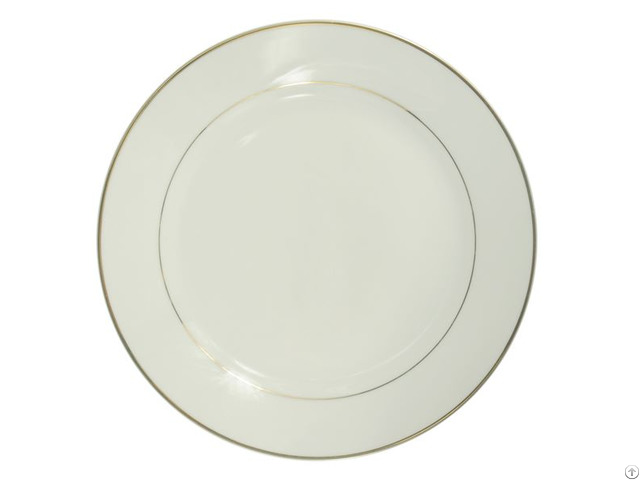 8 Inch Ceramic Plate With Golden Rim