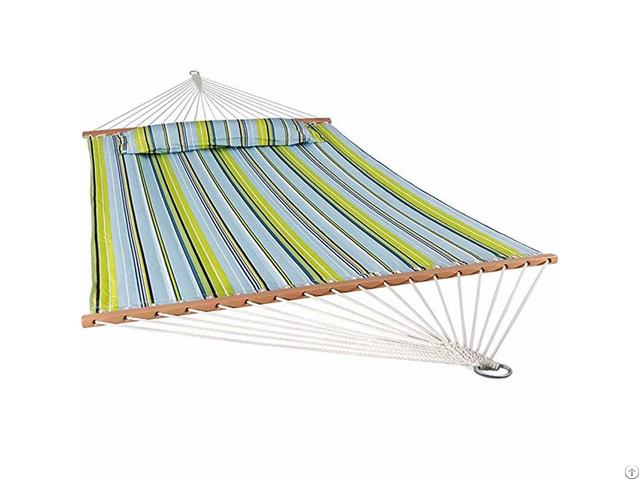 Stripe Quilted Fabric 2 People Hammock With Pillow