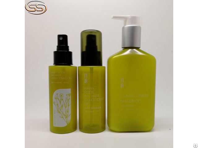 Green Empty Pet Plastic Shampoo Bottles For Hair Care