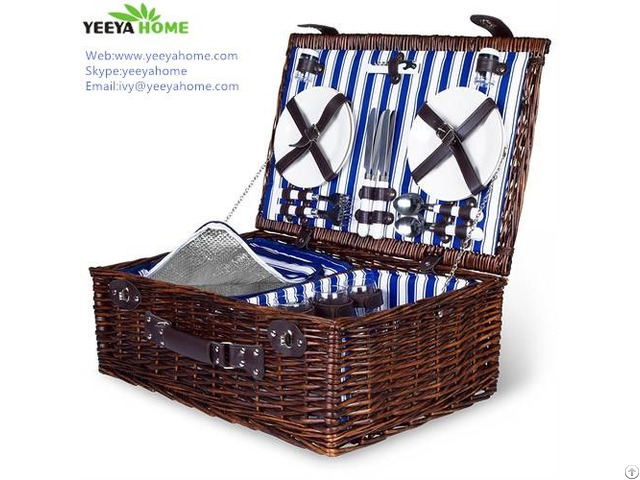 Wicker Picnic Basket Hamper For 4