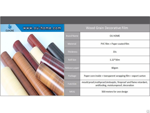 Ouhome Factory Direct Sale Wood Grain Decorative Film Furniture Stickers