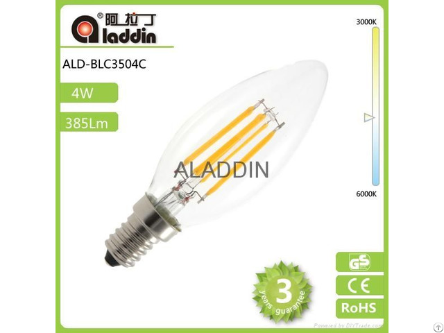 Led Filament Candle Bulb 4w Light E14 E12 Base With Erp