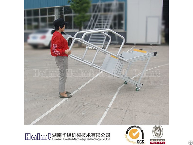 Easily Movement Aluminum Platform Stairs With 2 Caster