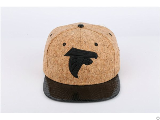 High End Cork Fabric Flat Brim Snapback Cap