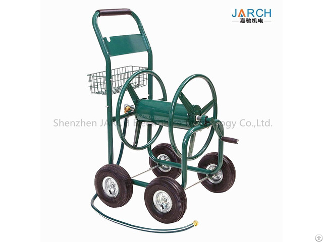 Liberty Home Residential 4 Wheel Steel Garden Hose Reel Cart Holds 350 Feet Of 5 8 Inch Green Cable