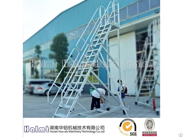 4m Industrial Aluminum Platform Ladder With Wheels