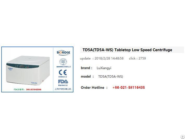 Tabletop Low Speed Centrifuge