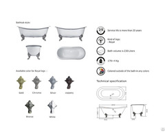 Double Slipper Cast Iron Bath Tub Yx 008