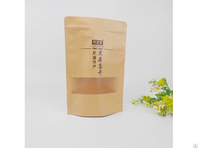 Printed Brown Plastic Lined Zipper Food Kraft Paper Bag