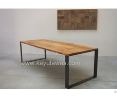 Reclaimed Teak Table Black Doff Legs Iron Plate 260 90