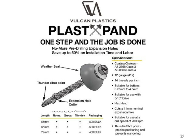 Vulcan Plastxpand Crest Fixing Fasteners