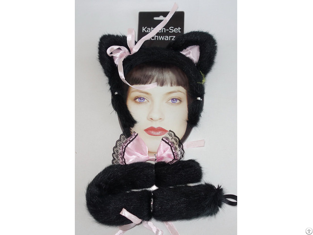 Halloween Costume Ears Bowtie Tail Devil Horns Headband Kit